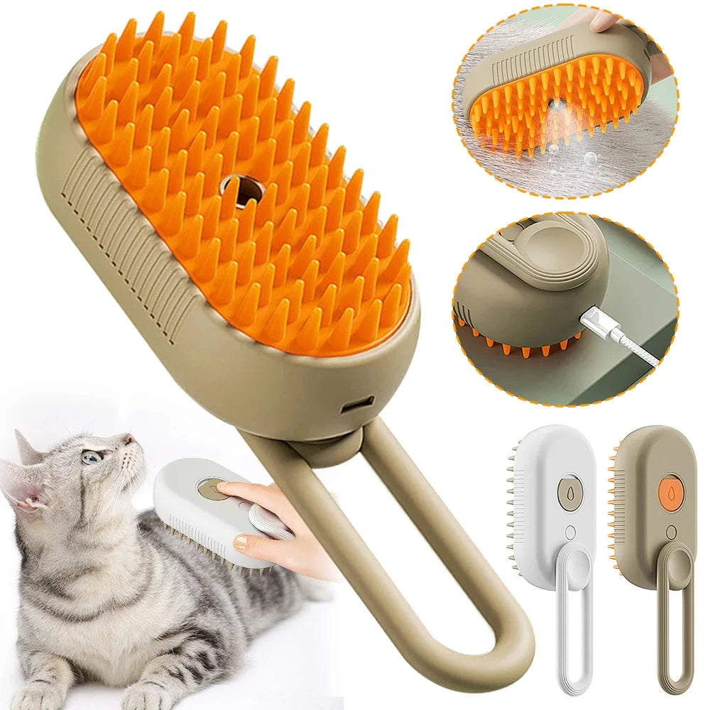 3-in-1 Dog/Cat Electric Steam Massager and Hair Brush